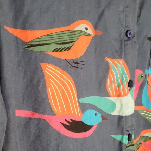 The KIT Colorful Bird Print Women's Long Sleeve Top 100% Tencel Size L - Picture 4 of 9